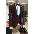 Fashion Burgundy Three-Pieces Black Peaked Lapel Double Breasted Waistcoat Men Suits