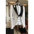 Leo Fashion White Three-Pieces Black Peaked Lapel Double Breasted Bespoke Business Suits
