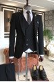 Leopold Traditional Black Peaked Lapel New Arrival Best Fitted Men Suits