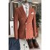Fashion Formal Orange Peaked Lapel Double Breasted Men Suits For Business