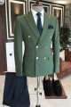 New Arrival Lime Green Peaked Lapel Double Breasted Bespoke Men Suits