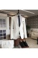 Chic  Hot White Peaked Lapel One Button Three Flaps Business Men Suits