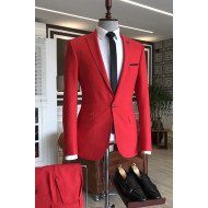 Beacher Red Peaked Lapel Best Fitted Bespoke Prom Men Suits Beacher Red Peaked Lapel Best Fitted Bespoke Prom Men Suits