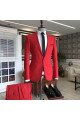 Beacher Red Peaked Lapel Best Fitted Bespoke Prom Men Suits