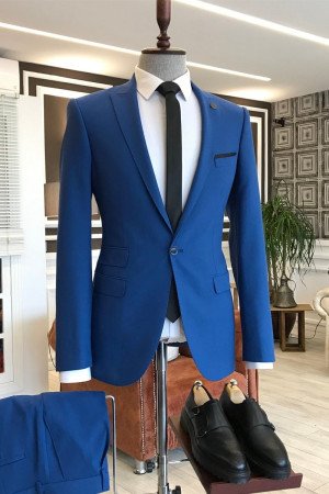 Elegant Royal Blue Peaked Lapel Bespoke Formal Business Men Suits Elegant Royal Blue Peaked Lapel Bespoke Formal Business Men Suits
