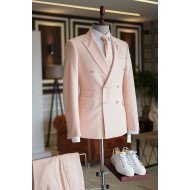 Cool Pink Peaked Lapel Double Breasted Bespoke Prom Suits For Men Cool Pink Peaked Lapel Double Breasted Bespoke Prom Suits For Men