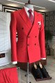 Ivan Red Peaked Lapel Double Breasted Bespoke Best Fitted Prom Men Suits