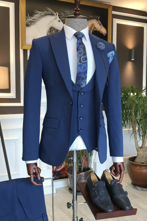 Barnett Formal Blue Three-Pieces Best Fitted Men Suits For Business Barnett Formal Blue Three-Pieces Best Fitted Men Suits For Business