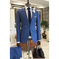 Milo Fashion Blue One Button Three Flaps Men Suits For Business