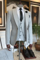 Fashion Classic Light Gray Three-Pieces Double Breasted Business Suits For Men