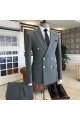 Fashion Dark Gray Peaked Lapel Double Breasted Best Fitted Business Suits For Men