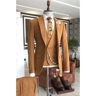 Fashion Orange Peaked Lapel Double Breasted Tailored Prom Suits For Men Fashion Orange Peaked Lapel Double Breasted Tailored Prom Suits For Men