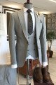 Trendy Light Gray Peaked Lapel Best Men Suits For Business Occasions