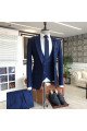 Chic Navy Blue Three-Pieces Peaked Lapel Best Fitted Business Men Suits