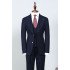 Modern  Navy Blue Three Pieces Peaked Lapel Bespoke Business Suit