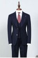 Modern  Navy Blue Three Pieces Peaked Lapel Bespoke Business Suit