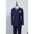 Unique Navy Blue Striped Double Breasted Best Fitted Business Suit