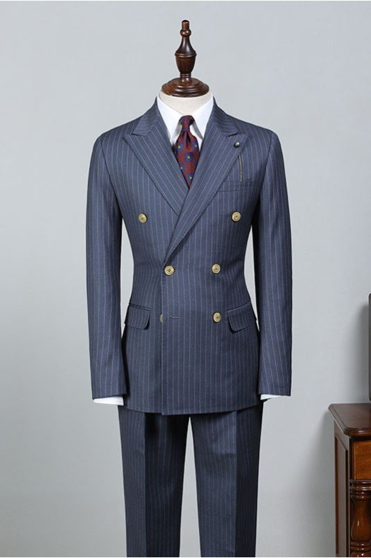 Fashion New Striped Peaked Lapel Tailored Business Suit