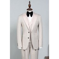Fashion Off White Peaked Lapel Two Button Business Suit For Men
