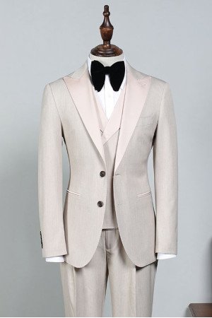 Fashion Off White Peaked Lapel Two Button Business Suit For Men Fashion Off White Peaked Lapel Two Button Business Suit For Men