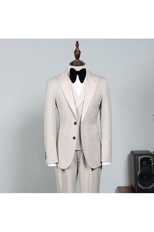 Fashion Off White Peaked Lapel Two Button Business Suit For Men