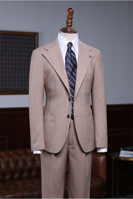 Classic Khaki Two Pieces Best Fitted Suit For Business