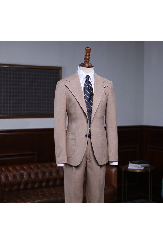 Classic Khaki Two Pieces Best Fitted Suit For Business