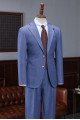 Blue Two Pieces Notched Lapel Best Fitted Tailored Business Suit