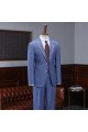 Blue Two Pieces Notched Lapel Best Fitted Tailored Business Suit