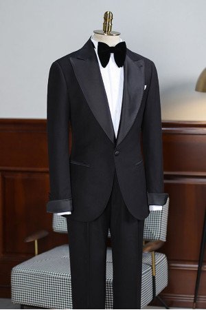 Classic Black Two Pieces Best Fitted Tailored Business Suit