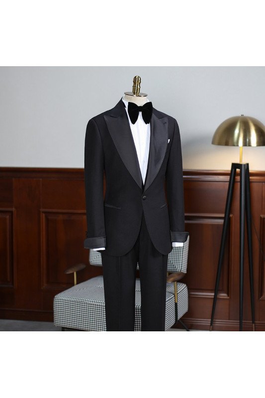 Classic Black Two Pieces Best Fitted Tailored Business Suit