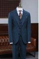 Modern Navy Blue Notched Lapel Best Fitted Business Suit