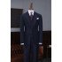 Formal Navy Blue Striped Three Pieces Best Fitted Bespoke Business Suit