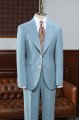 Affordable Blue Two Pieces Peaked Lapel Best Fitted Tailored Suit
