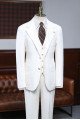 Simple White Three Pieces Notched Lapel Best Fitted Business Suit
