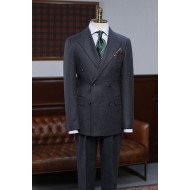 Classic Black Peaked Lapel Double Breasted Best Fitted Tailored Suit Classic Black Peaked Lapel Double Breasted Best Fitted Tailored Suit