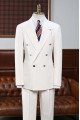 Modern White Peaked Lapel Double Breasted Business Suit For Men