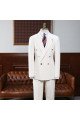 Modern White Peaked Lapel Double Breasted Business Suit For Men