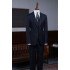 Elegant Navy Blue Striped Best Fitted Bespoke Business Suit For Men