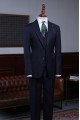 Elegant Navy Blue Striped Best Fitted Bespoke Business Suit For Men