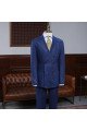 Trendy Blue Peaked Lapel Double Breasted Tailored Formal Men Suits