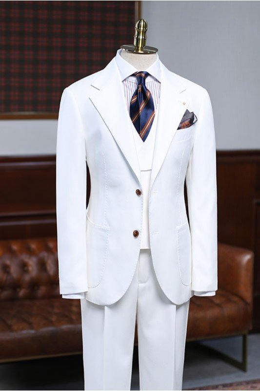 Fashion White Three Pieces Best Fitted Business Suit