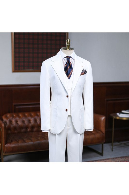 Fashion White Three Pieces Best Fitted Business Suit