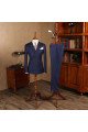 Modern Blue Striped Double Breasted Business Suit For Men
