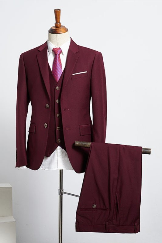 Gorgeous Burgundy Three Pieces Best Fitted Tailored Suit For Business