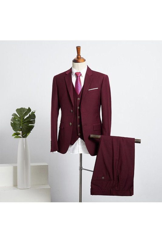 Gorgeous Burgundy Three Pieces Best Fitted Tailored Suit For Business