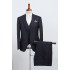 Modern Navy Blue Striped Three Pieces Best Fitted Bespoke Business Suit