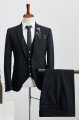 Classic All Black Three Pieces Notched Lapel Business Suit For Men