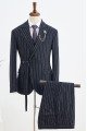 Fashion Black Striped With Adjustable Belt Best Fitted Business Suit