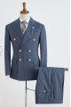 Trendy Navy Blue Striped Double Breasted Best Fitted Tailored Business Suit